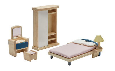 картинка Игровой набор Plan Toys «Набор мебели для спальни», серии DOLLHOUSE от магазина konik.ru