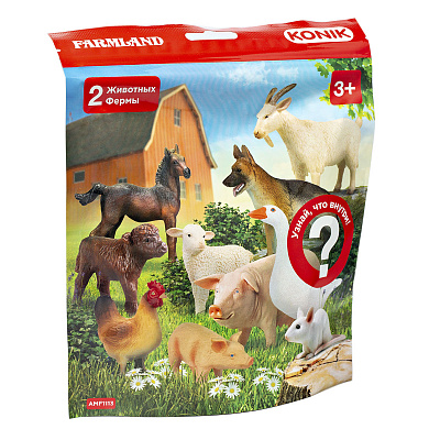 картинка Пакетик-сюрприз KONIK «Животные фермы», 2 фигурки от магазина konik.ru