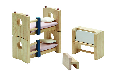 картинка Игровой набор Plan Toys «Набор мебели для детской комнаты», серия DOLLHOUSE от магазина konik.ru