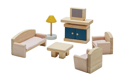 картинка Игровой набор Plan Toys «Набор мебели для гостиной», серия DOLLHOUSE от магазина konik.ru