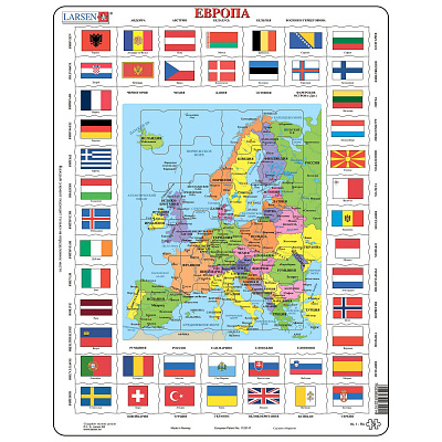 картинка Пазл Larsen «Карта и флаги Европы», 70 эл. от магазина konik.ru