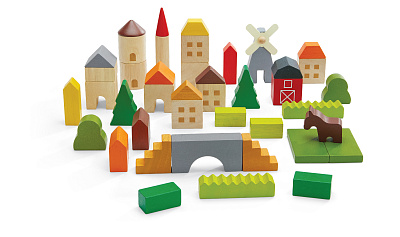 картинка Деревянный конструктор Plan Toys «Пригород» от магазина konik.ru